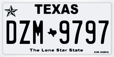TX license plate DZM9797