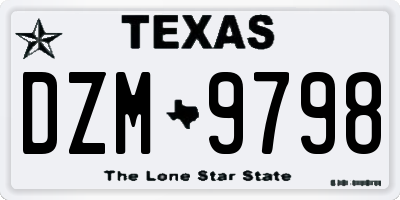 TX license plate DZM9798