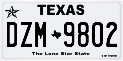 TX license plate DZM9802