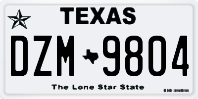 TX license plate DZM9804