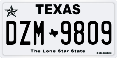 TX license plate DZM9809