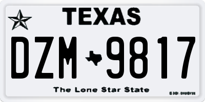 TX license plate DZM9817