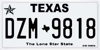TX license plate DZM9818