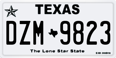 TX license plate DZM9823