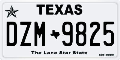 TX license plate DZM9825