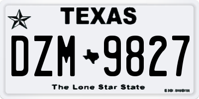 TX license plate DZM9827