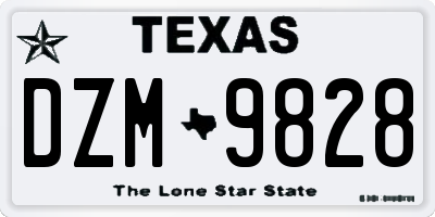 TX license plate DZM9828