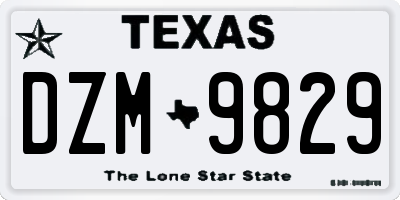 TX license plate DZM9829