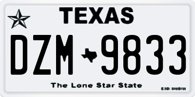 TX license plate DZM9833