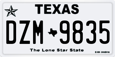 TX license plate DZM9835