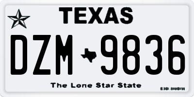 TX license plate DZM9836