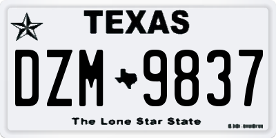 TX license plate DZM9837