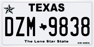 TX license plate DZM9838