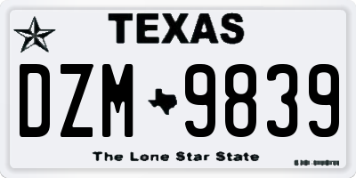TX license plate DZM9839