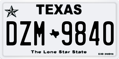 TX license plate DZM9840
