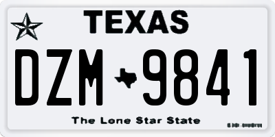 TX license plate DZM9841