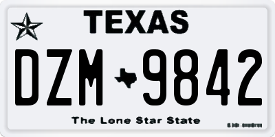 TX license plate DZM9842