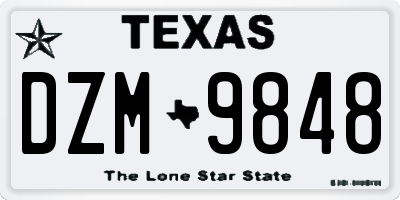 TX license plate DZM9848