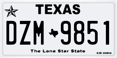TX license plate DZM9851