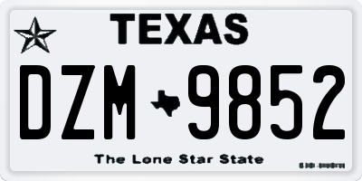 TX license plate DZM9852