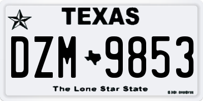TX license plate DZM9853