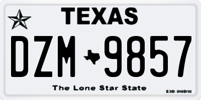 TX license plate DZM9857