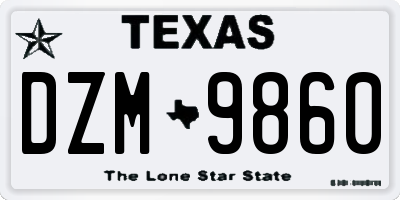 TX license plate DZM9860