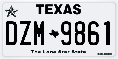 TX license plate DZM9861