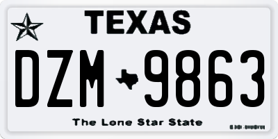 TX license plate DZM9863