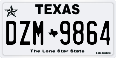 TX license plate DZM9864