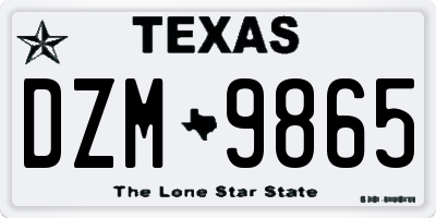 TX license plate DZM9865