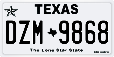 TX license plate DZM9868