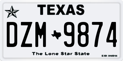 TX license plate DZM9874