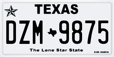 TX license plate DZM9875