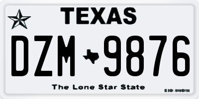TX license plate DZM9876