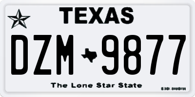 TX license plate DZM9877