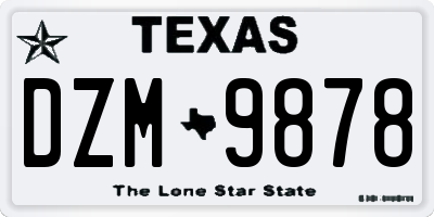 TX license plate DZM9878