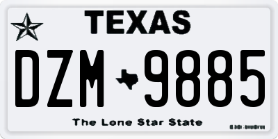 TX license plate DZM9885
