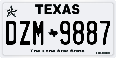 TX license plate DZM9887