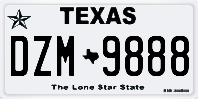 TX license plate DZM9888