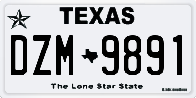 TX license plate DZM9891