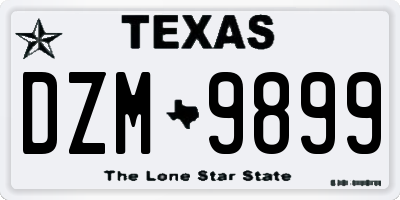 TX license plate DZM9899