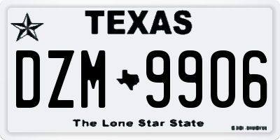 TX license plate DZM9906