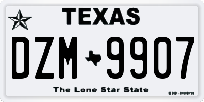 TX license plate DZM9907