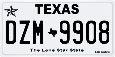 TX license plate DZM9908