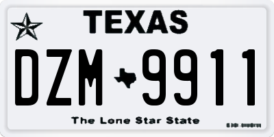 TX license plate DZM9911