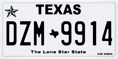 TX license plate DZM9914