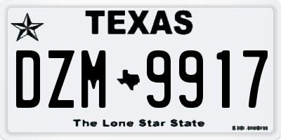 TX license plate DZM9917