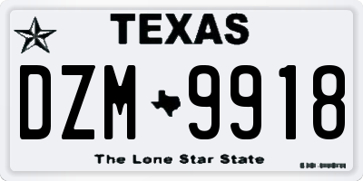 TX license plate DZM9918