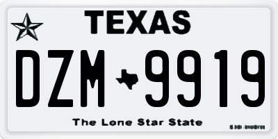 TX license plate DZM9919